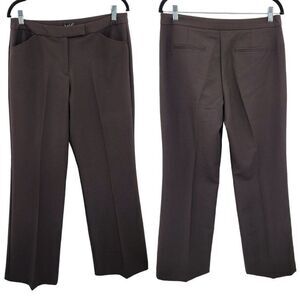 Vintage 90s Nicole Miller Flare Dress Pants 10 Brown High-Rise‎ Stretch Career